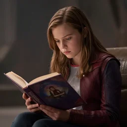 film still of a girl reading book in the new Guardians of the Galaxy movie, 4k