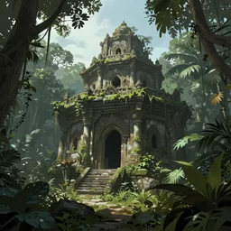 Lost temple in jungle, greg rutkowski, artstation, 4k