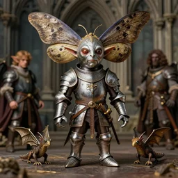 medieval giger portrait of a tin toy goblin moth dragons wearing armour in victorian london, nicoletta ceccoli, mark ryden, lostfish, hyung tae, frank frazetta, depth of field, detailed and intricate gothic environment, 8 k resolution, hyperrealistic, octane render