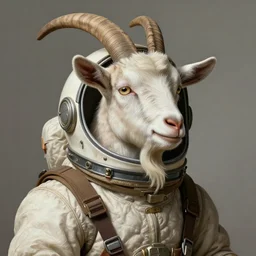 detailed baroque portrait of a goat wearing a space helmet, realistic creature concept, gazing eyes, beautiful eyes medium shot, elegant pose, fantasy, illustration, artstation, cinematic lighting, hyperdetailed, cgsociety, 8k Resolution, high resolution, Charlie Bowater, Tom Bagshaw, Tom Richmond, single face, insanely detailed and intricate, beautiful, elegant, golden ratio