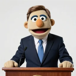 portrait of anthropomorphic ted cruz sock puppet hybrid behind a podium in a cpac convention, intricate detail, octane, editorial photo