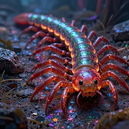 photorealistic kaiju centipede in the style of michael whelan and gustave dore. hyperdetailed photorealism, 1 0 8 megapixels, amazing depth, glowing rich colors, powerful imagery, psychedelic overtones, 3 d finalrender, 3 d shading, cinematic lighting, artstation concept art