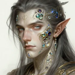 wizard man, gems parts embedded into face, intricate, elegant, highly detailed, digital painting, trending on artstation, concept art, smooth, sharp focus, cyberpunk, illustration, art by artgerm and greg rutkowski and alphonse mucha, 8 k