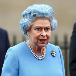 queen elizabeth with spiky blue hair