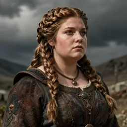 female dwarven noblewoman, chubby short stature, braided intricate hair, by james c. christensen