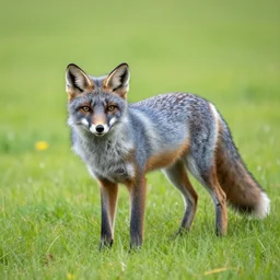 Blue Fox on a field of Green Grass
