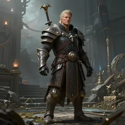 gale standing proud in baldur's gate, ultra detailed, cinematic shot, photorealistic, octane render, high definition, drawn by gerry arthur, fine details