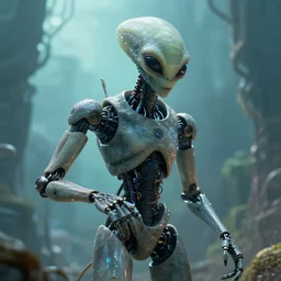 an alien parasite controlling a robot, photorealistic, must be like the picture of the day, masterpiece, epic, stunning, gorgeous