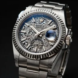 a retro futuristic rolex watch, extremely detailed, highly intricate, studio lighting, magazine photography
