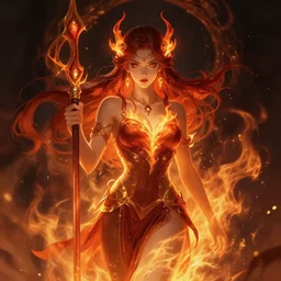 goddess of fire, digital art, artstation