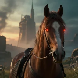 a film still from return of the king by james paick - a horseman of the apocalypse with glowing eyes, vibrant, 5 0 mm lens, video game character and environment design, behance hd, studio, evening, dramatic lighting, cinematic, global illumination, trending on artstation, bloom