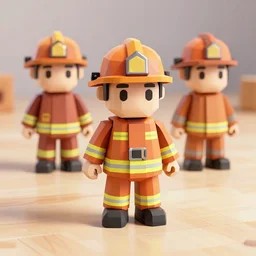 3 d asset of a low poly fireman standing on beautiful floor