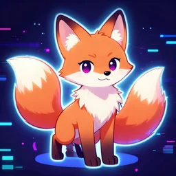 a cute cyberpunk anthropomorphic fox with a fluffy tail, comic art, trending on furaffinity, cartoon, kawaii, backlighting, furry art!!!, neon, concept art, glitch art