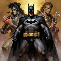 spawn, batman, digital painting masterpiece by frank frazetta and kim jung gi and mœbius and mike mignola, 4 k wallpaper, highly detailed, intricate brush strokes