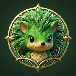 behance hd, 3 d head of green hedgehog, cgsociety, symmetrical logo, fantasy, intricate, elegant, highly detailed, digital painting, artstation, concept art, wallpaper, smooth, sharp focus, illustration, art by artgerm and greg rutkowski and alphonse mucha, pop surrealism