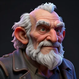 A highly detailed portrait 3D render of a singular craggly old man, wise, gaunt, ancient, smiling. ZBrush and Blender. Trending on cgsociety.  Dramatic lighting.  Beautiful.  Colorful.  By Mark Mann and Jimmy Nelson.