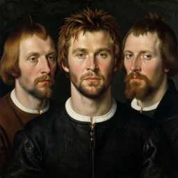 portrait of the son of chris hemsworth willem dafoe steve buscemi, oil painting by jan van eyck, northern renaissance art, oil on canvas, wet - on - wet technique, realistic, expressive emotions, intricate textures, illusionistic detail