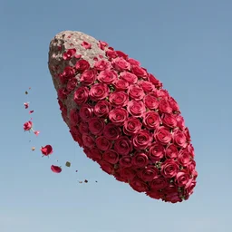 meteorite made out of roses flying over the sky, roses trail, greg rutkowski, sharp focus