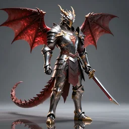 full body portrait of a dragon knight, photorealistic art, hyper realism, dynamic lighting, reflections, ray tracing, 8k, cinematic, fantasy concept art