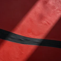 smooth canvas coated with red paint, black stripes, stucco, matte paint