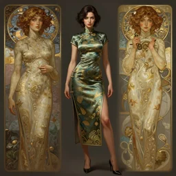 portrait of a full body of beautiful female detective, d & d, qipao, fantasy, flat lighting, intricate, muscular, highly detailed, digital painting, artstation, concept art, smooth, sharp focus, illustration, art by simon bisley and greg rutkowski and alphonse mucha, natural tpose