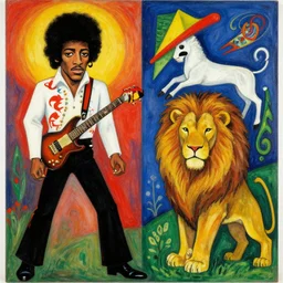 jimi hendrix by lion feininger and paul klee, psychadelic