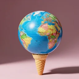 an ice cream cone that looks like a world globe
