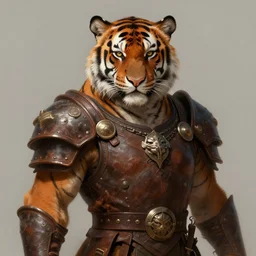 a detailed portrait of a tiger earth sorcerer dressed with a leather armor, by justin gerard and greg rutkowski, digital art, realistic painting, dnd, character design, trending on artstation
