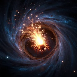 spark that crawled out of the black hole, scifi, strange lights, space, abstract, void, energy, highly detailed, science, art by kevin gnutzmans and sylvain sarrailh and aaron limonick and martin bergquist