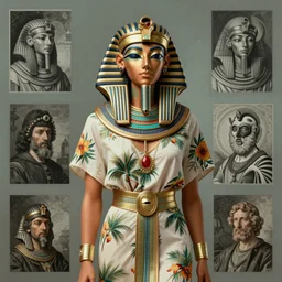 a detailed portrait of a fashionable egyptian deity wearing cyberpunk hawaiian clothing in the style of escher and mobius, william blake, rembrandt, raphael, giger, artstation, award - winning art, 8 k, muted color scheme,