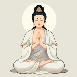 contented female bodhisattva, praying meditating, portrait illustration by Jason Edmiston
