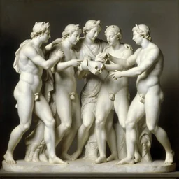 a beautiful painting of a group of white human stone statues playing, oil paint, classic art, 1 6 century style, volume light, in the style of beksinski, parts by edward hopper, parts by rodcenko, parts by yue minjun, diego velazquez, intricate and epic composition, red by caravaggio, insanely quality, highly detailed,
