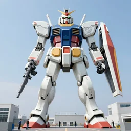 engineers building a giant mecha, art by Tadao Ando