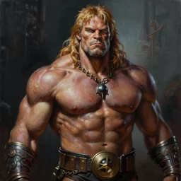 an ultra - realistic portrait painting of he - man in the style of alex ross. 4 k. ultra - realistic. highly detailed. dark fantasy. epic lighting.