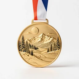 luxurious medal, studio product photography, isolated on a pure white background, centered, entire object in frame, sharp focus, soft studio lighting