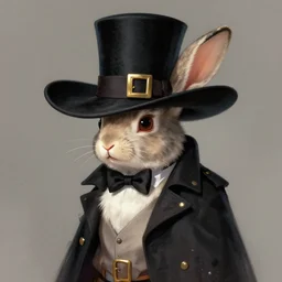 magical,Rabbit with a black Mafia Hat , fantasy concept art by J.Dickenson and Greg Rutkowski