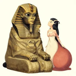 an alien sphinx and female like creature by takayuki takeya