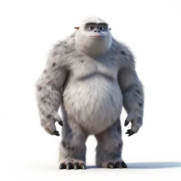 stern yeti, stylized pixar-style 3d render, full body, standing, isolated on a pure white background, centered, whole figure in frame, sharp focus, studio lighting