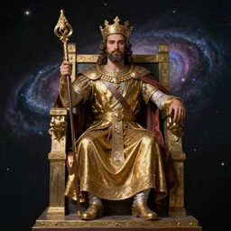 orban viktor emperor of the galaxy painted sitting on thrown