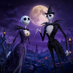 a night landscape background, rob gonsavles, eyvind earle, nightmare before christmas