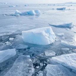 a frozen world filled with chunks of ice everywhere, realistic