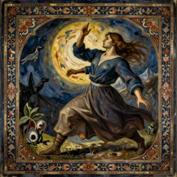 surrealist persian miniature painting, stylistic painting, dramatic lighting, dynamic composition, octane render, 4 k, 8 k