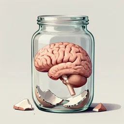 illustration of a brain in broken jar, composition accidental renaissance golden ratio, cinematic, by sachin teng and sergey kolesov and ruan jia and heng z and wlop. graffiti art, scifi, fantasy, hyper detailed. octane render. concept art. trending on artstation