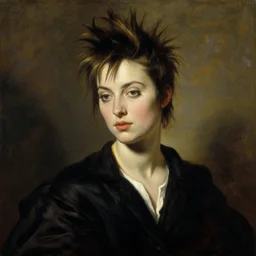 Punk girl by Mario Testino, oil painting by Caravaggio, masterpiece