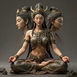 kali goddess drugcore warrior meditating in a beautiful place, perfect faces, fine details, studio lighting, subtle shadows, art by katsuya terada, photorealism, hyper realism, octane render, hyper detailed, canon eos r 3, f / 1. 4, iso 2 0 0, 1 / 1 6 0 s, medium shot, 8 k, raw, unedited, in - frame,
