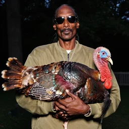 snoop dogg holding a turkey