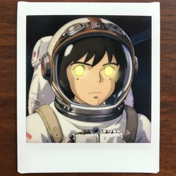 a polaroid full body portrait of a 1 9 5 0's aviator astronaut disney style, glowing eyes, finely detailed features, closeup at the face, perfect art, in the space shuttle, gapmoe yandere grimdank, trending on pixiv fanbox, painted by greg rutkowski makoto shinkai takashi takechi studio ghibli, akihiko yoshida