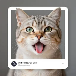 brag facebook post about midjourney user not having access to stable diffusion, a cat sticking out its tongue