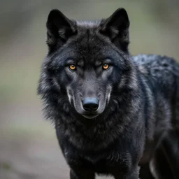 black wolf, high detail, photorealistic, movie still, in the style of ben jeffery
