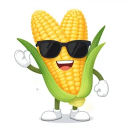 corn on the cob character with sunglasses